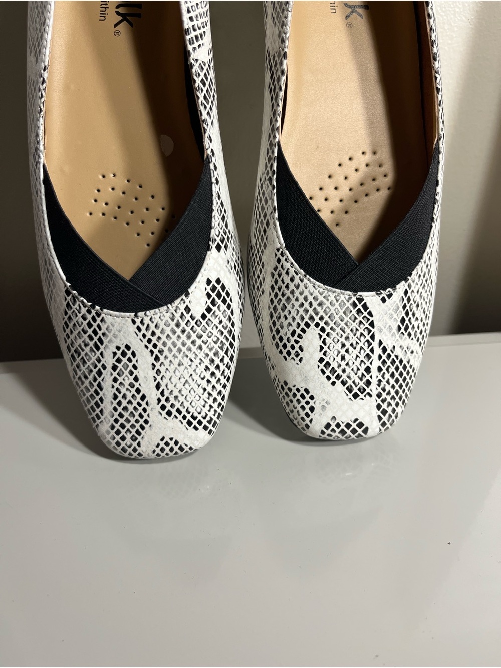 SoftWalk White Snake-Print Slip-On Flats - 8.5W - Picture 4 of 10